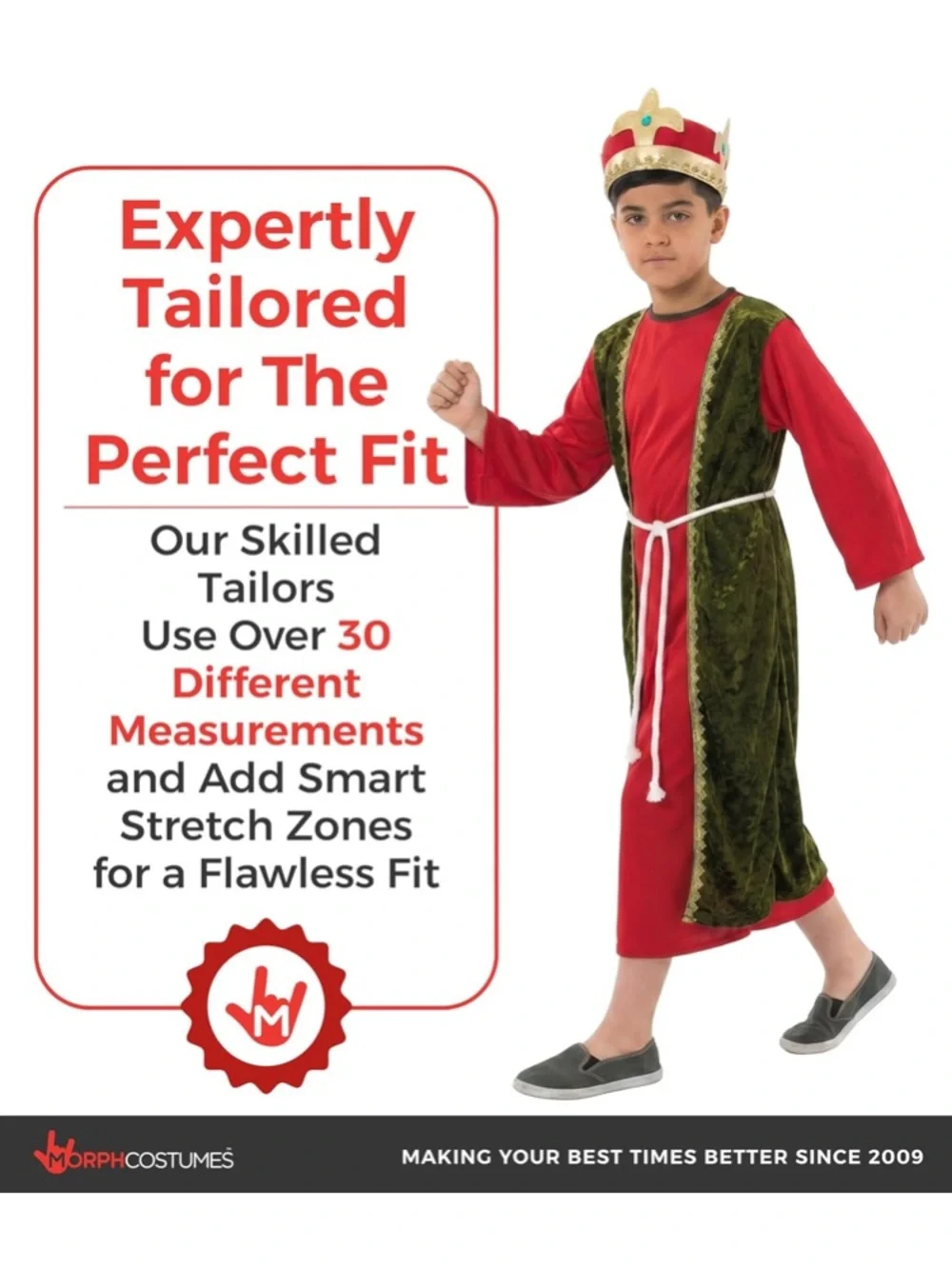 🎃 🔥 NWT MORPH little boys(kids) wise man red/green/gold trim costume size S